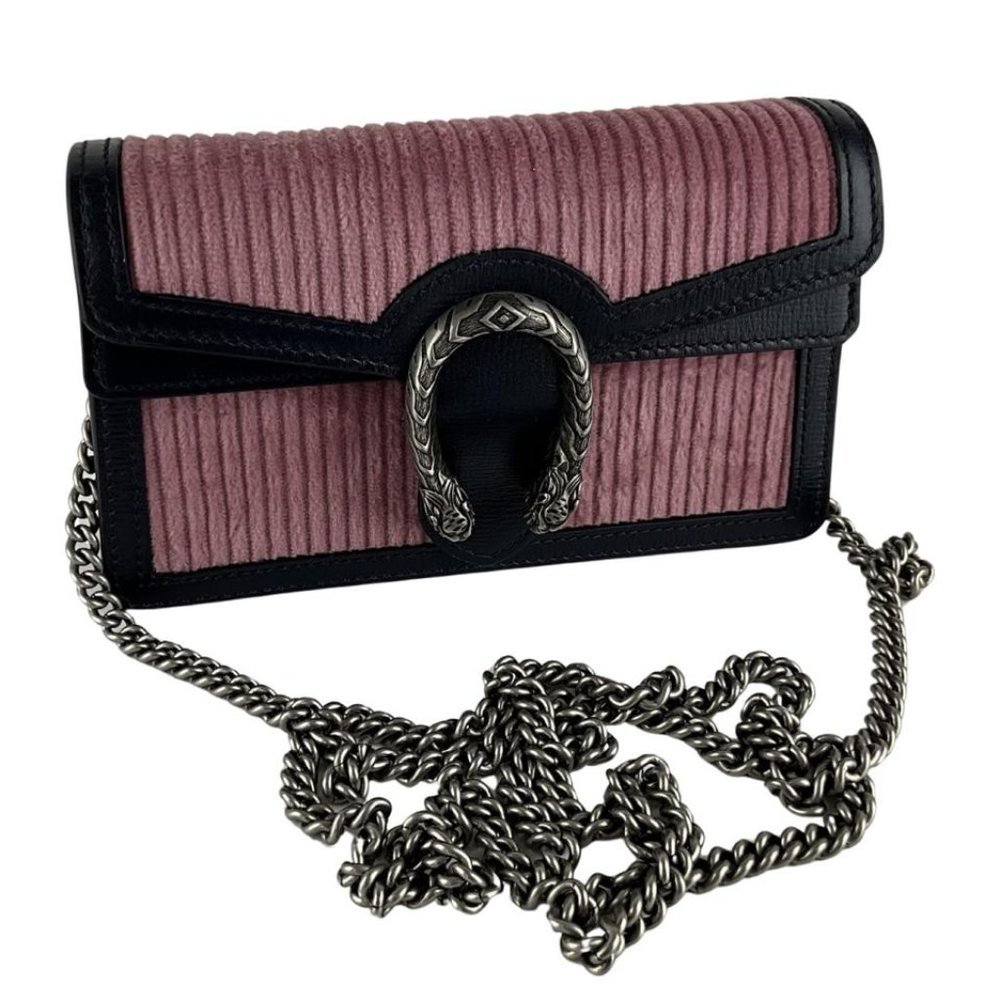 Gucci Women's Mini Wallet Super Dionysus Detail Shoulder Bag Pink & Black